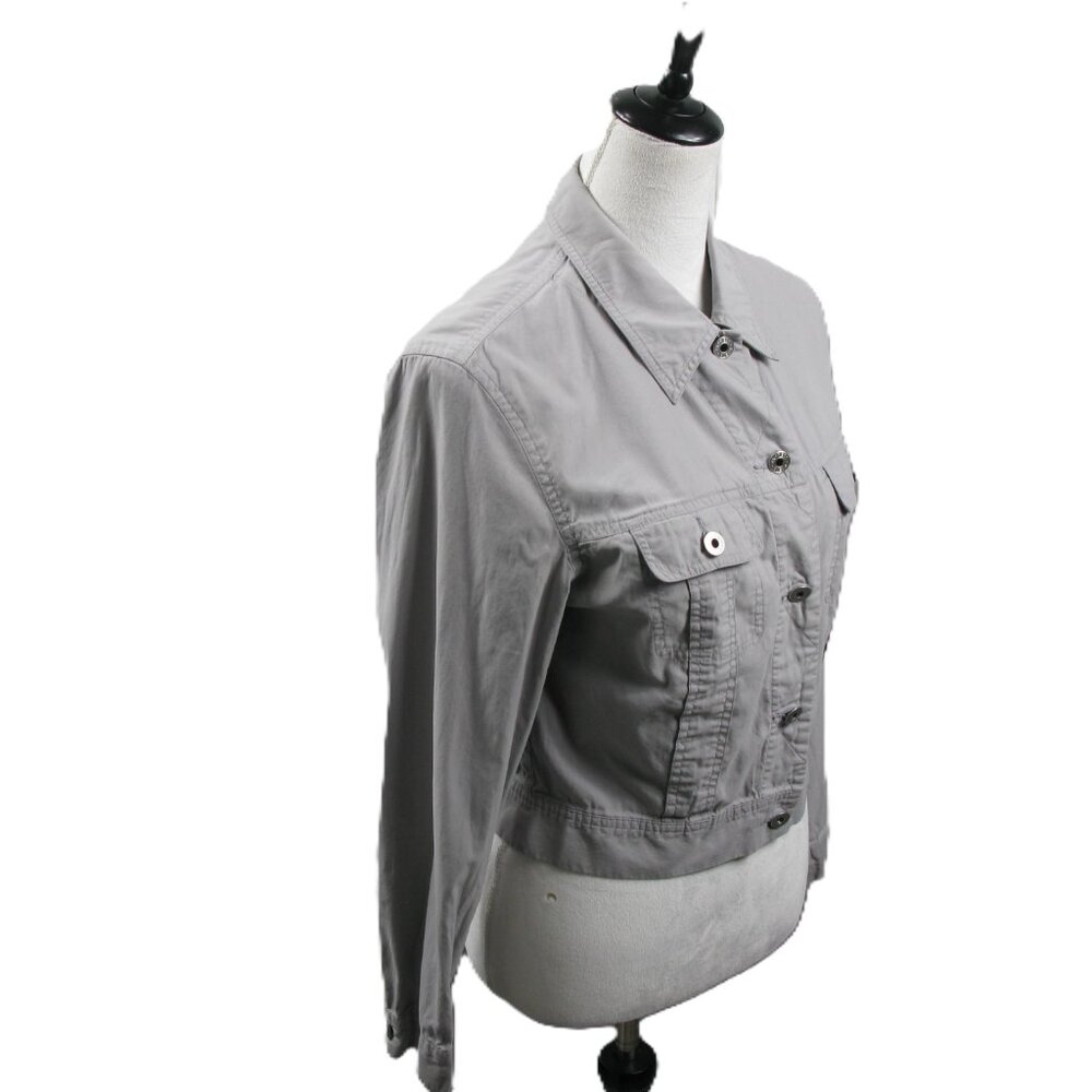 Express Gray Lightweight Button Front Cotton Jack… - image 5